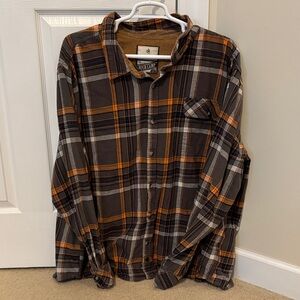 Legendary Whitetails Men's Plaid Shirt Jacket - Brown and Orange